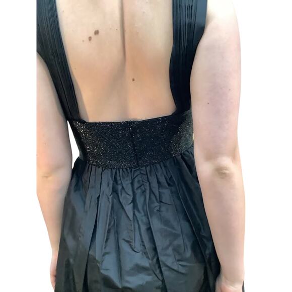 Trelise Cooper 10 Black Deep V Silk Bubble Hem Beaded Waist Wide Strap Dress - Picture 10 of 10